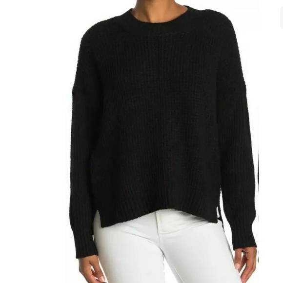 Long Sleeve Front Waffle Sweater Large 